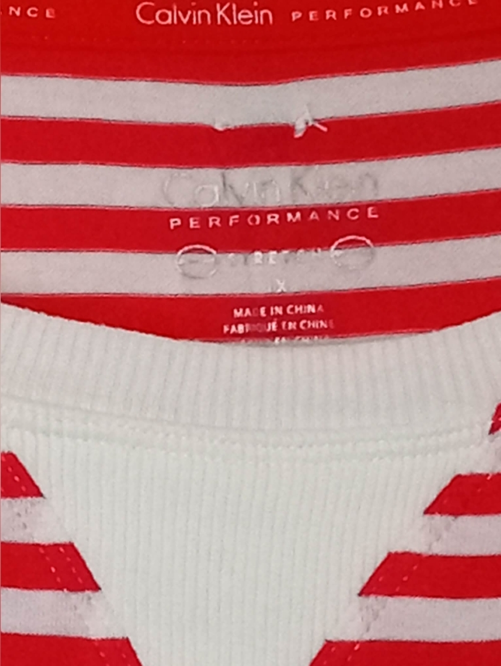 Calvin Klein Performance Red White Striped Soft Dress Nightshirt Cold Shoulder - Picture 3 of 7